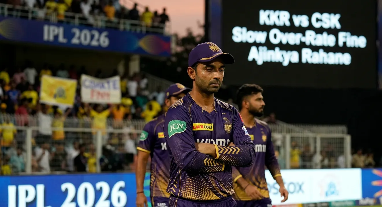ସ୍ଲୋ ଓଭର୍ ରେଟ୍ ପାଇଁ ଅଜିଙ୍କ୍ୟ ରାହାଣେଙ୍କୁ ₹12 ଲକ୍ଷ ଜରିମାନା, IPL 2026ରେ KKR ଅଧୋଗତିରେ