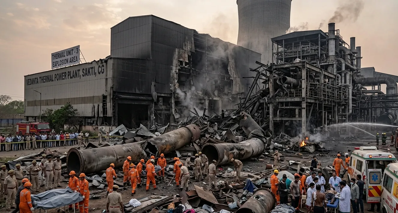 ଛତିଶଗଡ଼ ସାକ୍ତିର ବେଦାନ୍ତ ଥର୍ମାଲ ପାୱାର ପ୍ଲାଣ୍ଟରେ ଭୟଙ୍କର ବିସ୍ଫୋରଣ, ୧୪ ମୃତ; ୨୦ ଆହତ ଗୁରୁତର