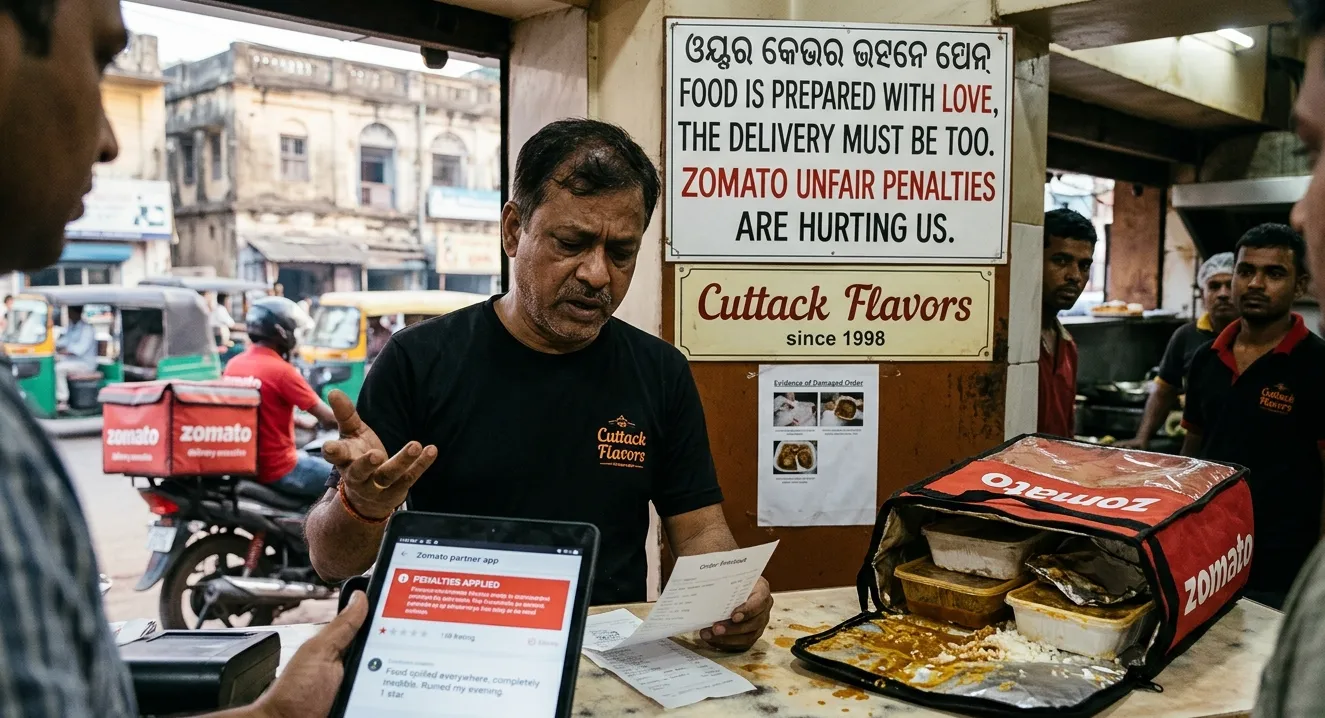 କଟକର ଏକ ରେଷ୍ଟୁରାଣ୍ଟ Zomato ଉପରେ ଗୁରୁତର ଅଭିଯୋଗ: ଡିଲିଭରି ଭୁଲ ପାଇଁ ରେଟିଂ କମାଇ ଦିଆଯାଇଛି