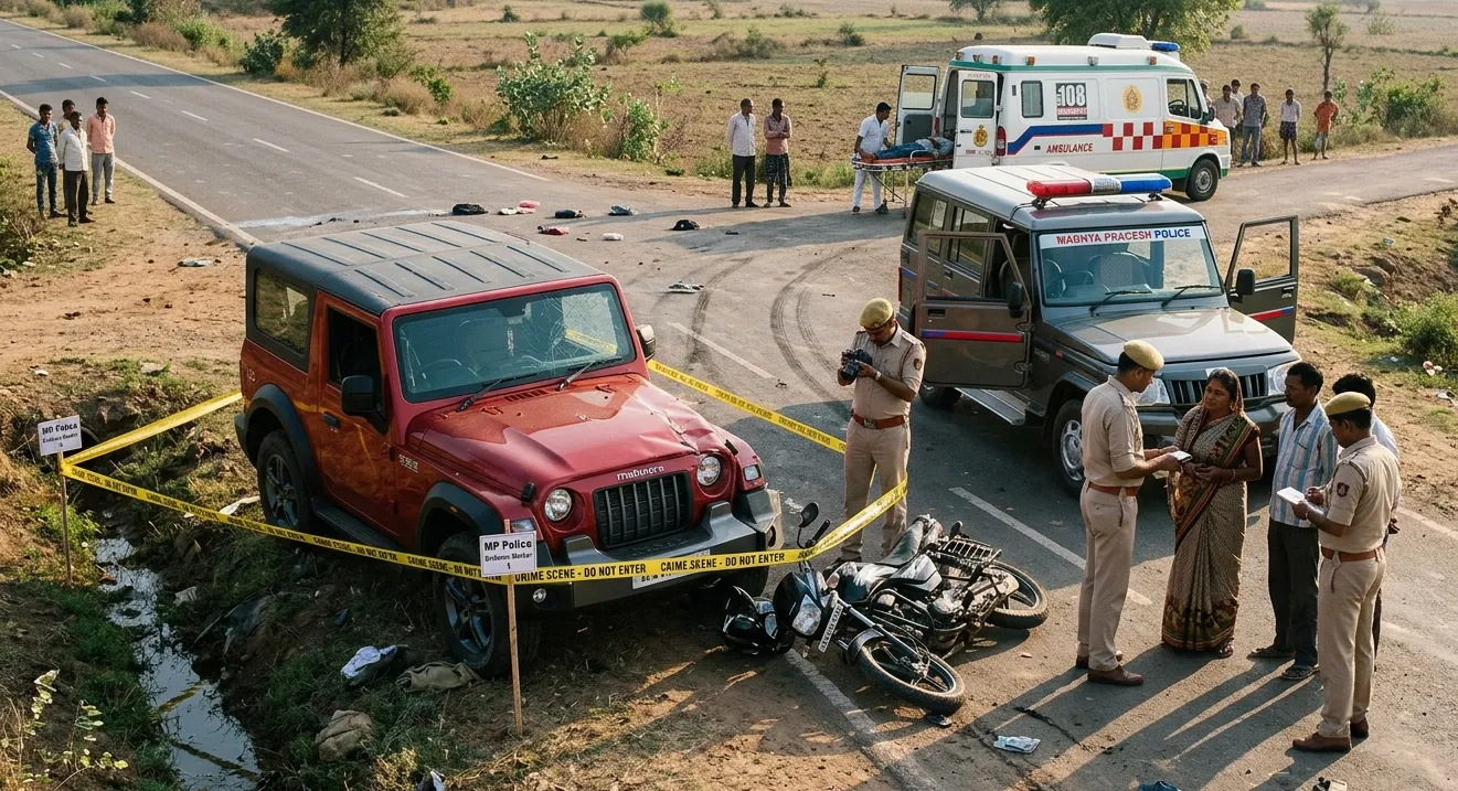 ମଧ୍ୟପ୍ରଦେଶ ଶିବପୁରୀରେ ଭୟଙ୍କର ସଡ଼କ ଦୁର୍ଘଟଣା: ବିଜେପି ବିଧାୟକଙ୍କ ପୁଅ ଚାଳିତ ଥାର ଧକ୍କାରେ ୫ ଆହତ