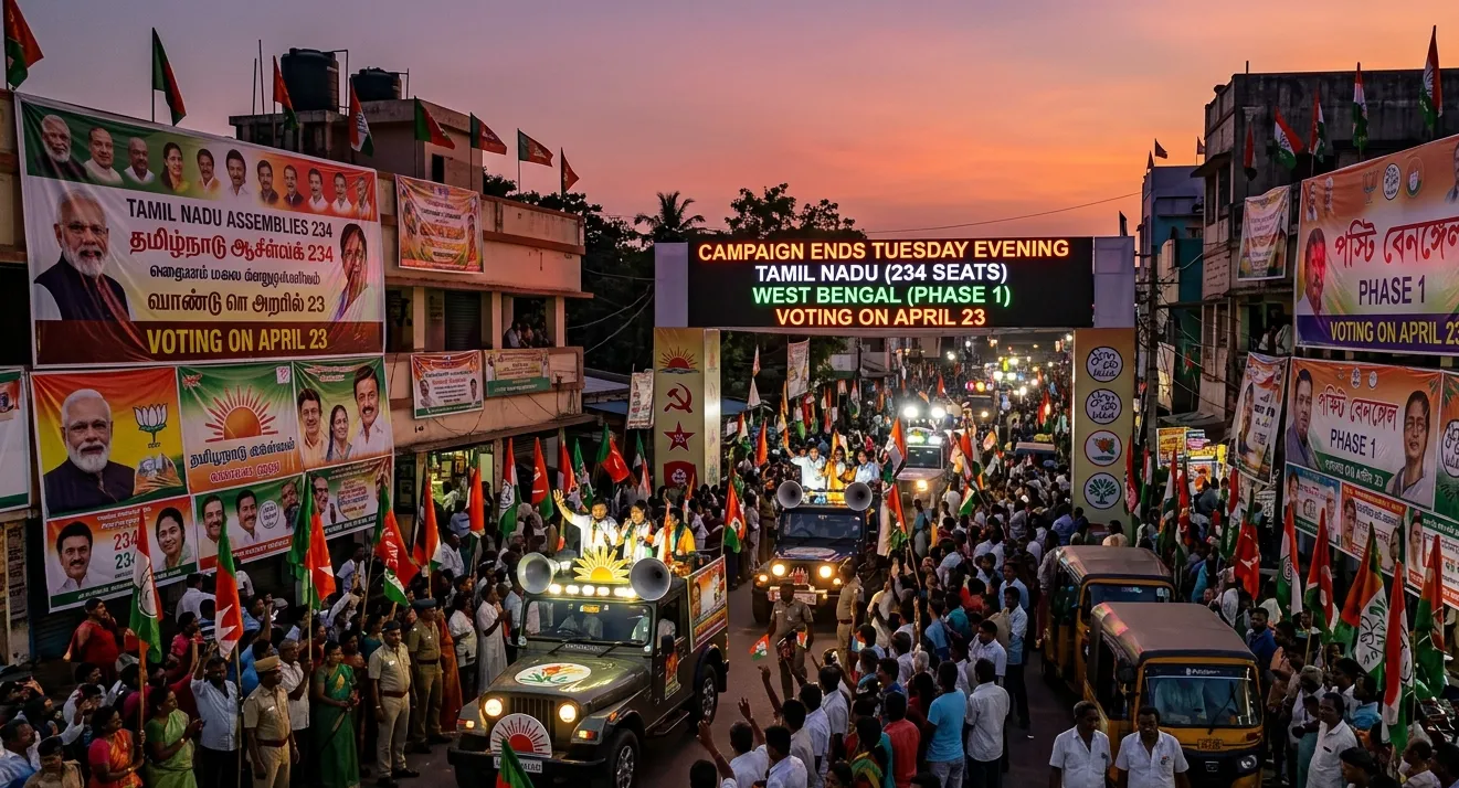 ତାମିଲନାଡୁ ଓ ପଶ୍ଚିମବଙ୍ଗ ନିର୍ବାଚନ: ମଙ୍ଗଳବାର ସନ୍ଧ୍ୟାରେ ଶେଷ ହେବ ପ୍ରଚାର, ୨୩ ଏପ୍ରିଲରେ ମତଦାନ