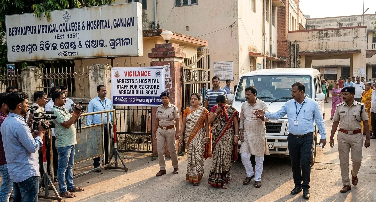 ବ୍ରହ୍ମପୁରରେ ₹2 କୋଟିର ଆରିଅର୍ ଘୋଟାଳା: ୫ ଜଣ ହସ୍ପିଟାଲ୍ କର୍ମଚାରୀ ଗିରଫ