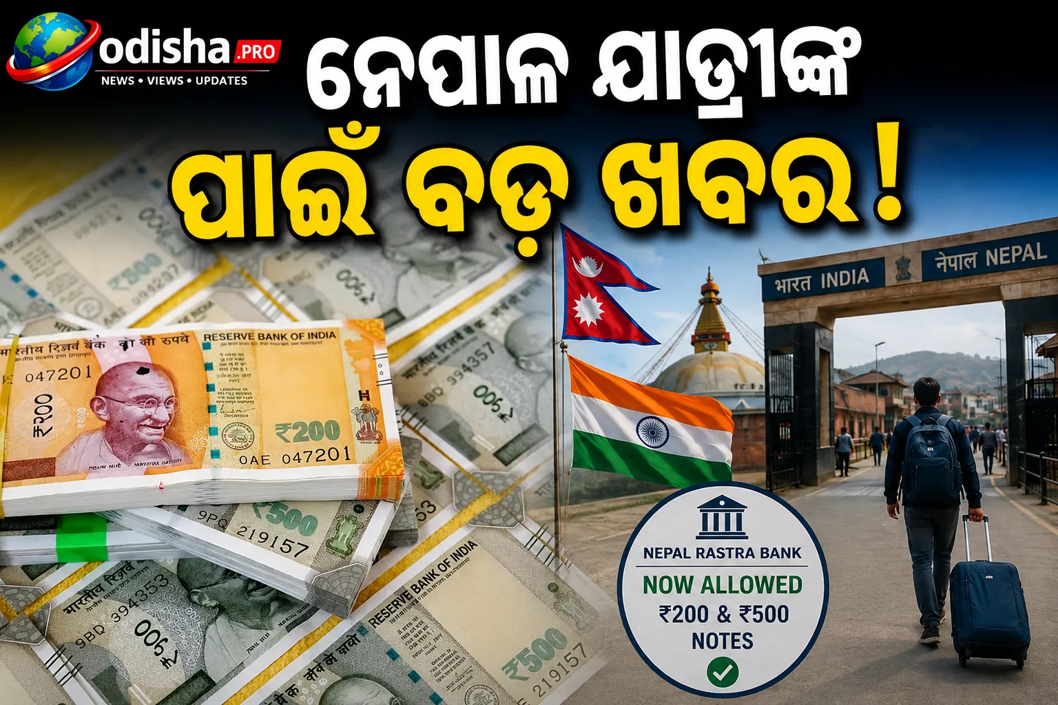 ନେପାଳରେ ବୈଧ ହେଲା ଭାରତୀୟ ୨୦୦ ଓ ୫୦୦ ଟଙ୍କିଆ ନୋଟ୍, ୨୫ ହଜାର ଟଙ୍କା ପର୍ଯ୍ୟନ୍ତ ନେବାକୁ ମିଳିଲା ଅନୁମତି