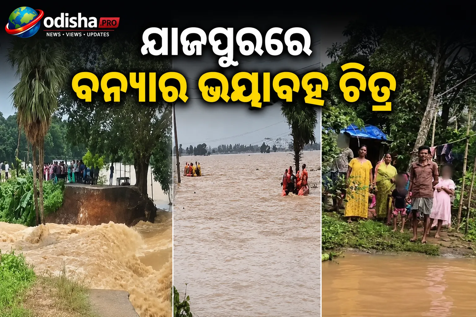 ଯାଜପୁରରେ ବନ୍ୟାର ଭୟାବହ ଚିତ୍ର: ୭ଟି ଘାଇ, ୨୫୦ ଗାଁ ଜଳମଗ୍ନ; ପ୍ରଭାବିତ ଏକ ଲକ୍ଷରୁ ଅଧିକ ଲୋକ