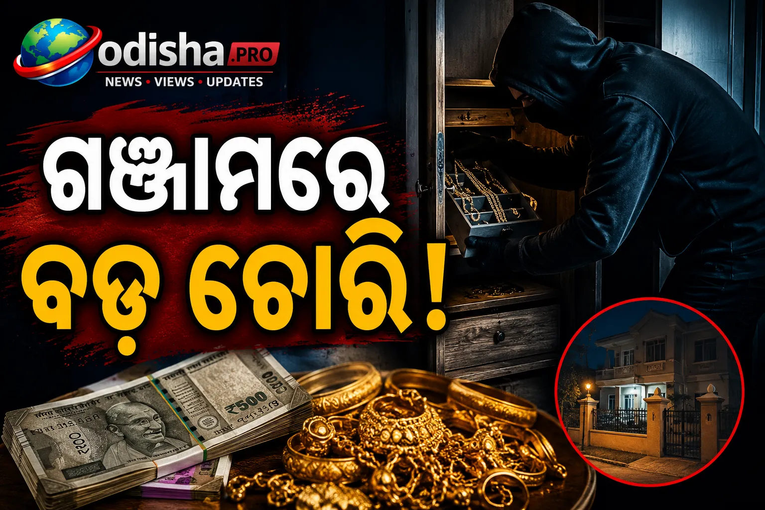 ଗଞ୍ଜାମରେ ବଡ଼ ଚୋରି: ଶିକ୍ଷକଙ୍କ ଘରୁ ୮ ଲକ୍ଷ ଟଙ୍କା ସହ ୩୦ ତୋଳା ସୁନା ଲୁଟ୍