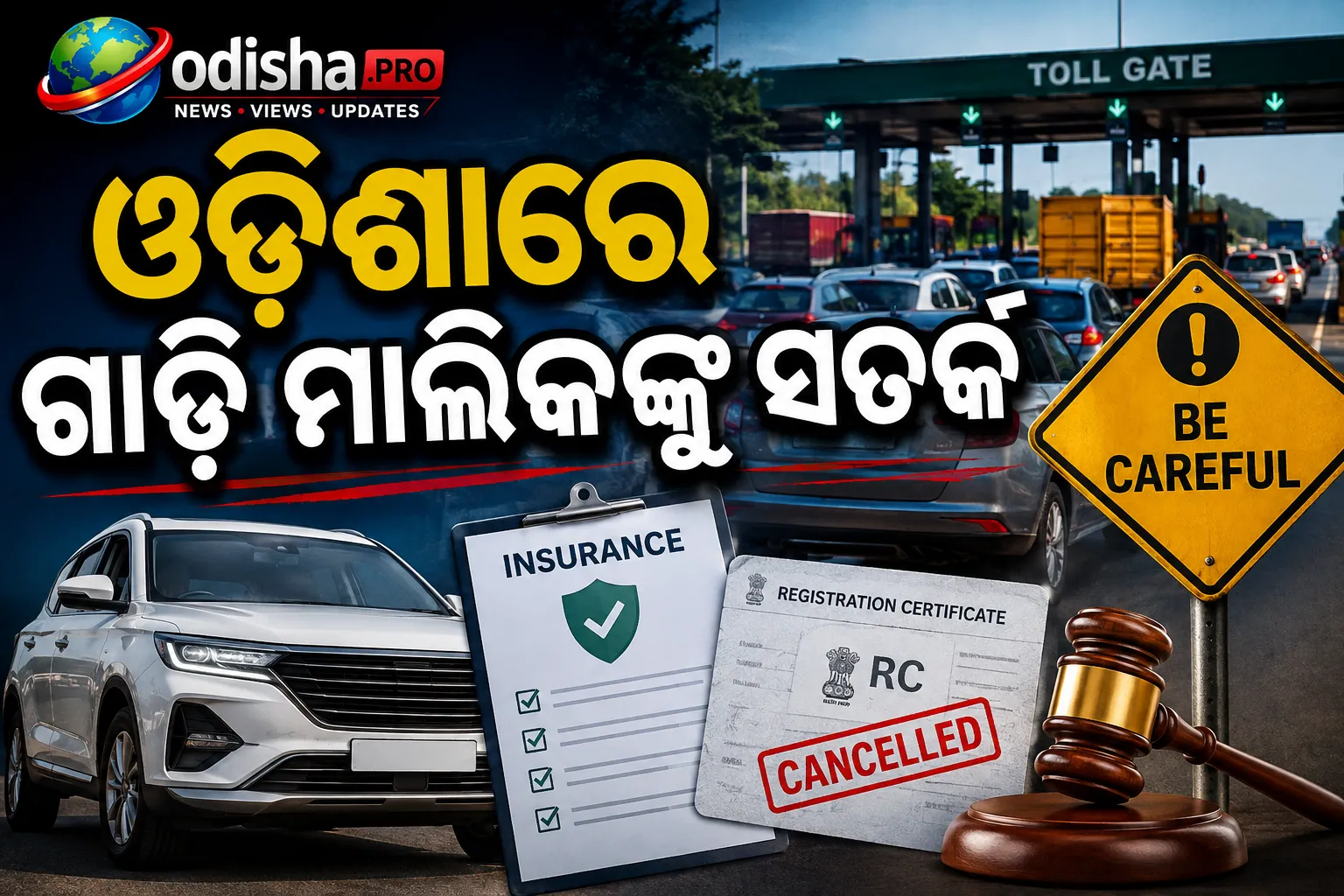 ଓଡ଼ିଶାରେ ଗାଡ଼ି ମାଲିକଙ୍କୁ ସତର୍କ! ବିନା ବୀମା ଗାଡ଼ି ଧରାପଡ଼ିଲେ RC ବାତିଲ, ହେବ ଜବତ