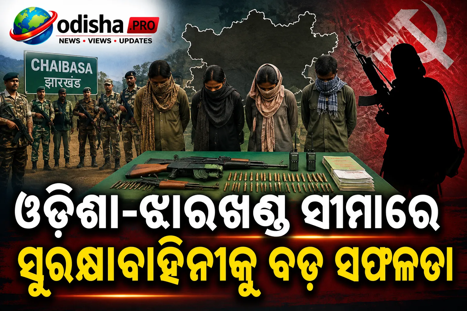 ଓଡ଼ିଶା-ଝାଡ଼ଖଣ୍ଡ ସୀମାରେ ସୁରକ୍ଷାବାହିନୀକୁ ବଡ଼ ସଫଳତା; ୪ ମାଓବାଦୀଙ୍କ ଆତ୍ମସମର୍ପଣ