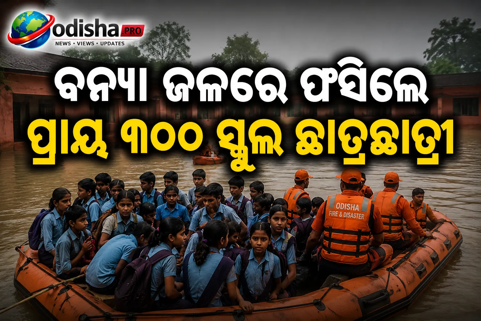 ବନ୍ୟା ଜଳରେ ଫସିଲେ ପ୍ରାୟ ୩୦୦ ସ୍କୁଲ ଛାତ୍ରଛାତ୍ରୀ, ବ୍ରାହ୍ମଣୀ ନଦୀ ଫୁଲିବା ପରେ ଉଦ୍ଧାର ଅଭିଯାନ