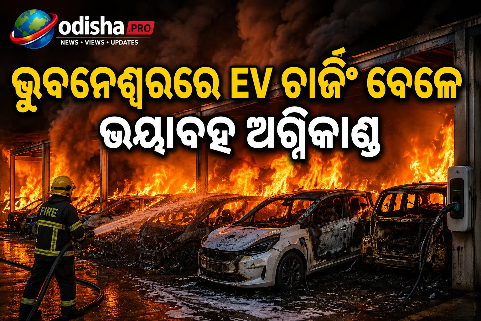 ଭୁବନେଶ୍ୱରରେ EV ଚାର୍ଜିଂ ବେଳେ ଭୟାବହ ଅଗ୍ନିକାଣ୍ଡ, ଜଳିଗଲା ୮ଟି ଗାଡ଼ି