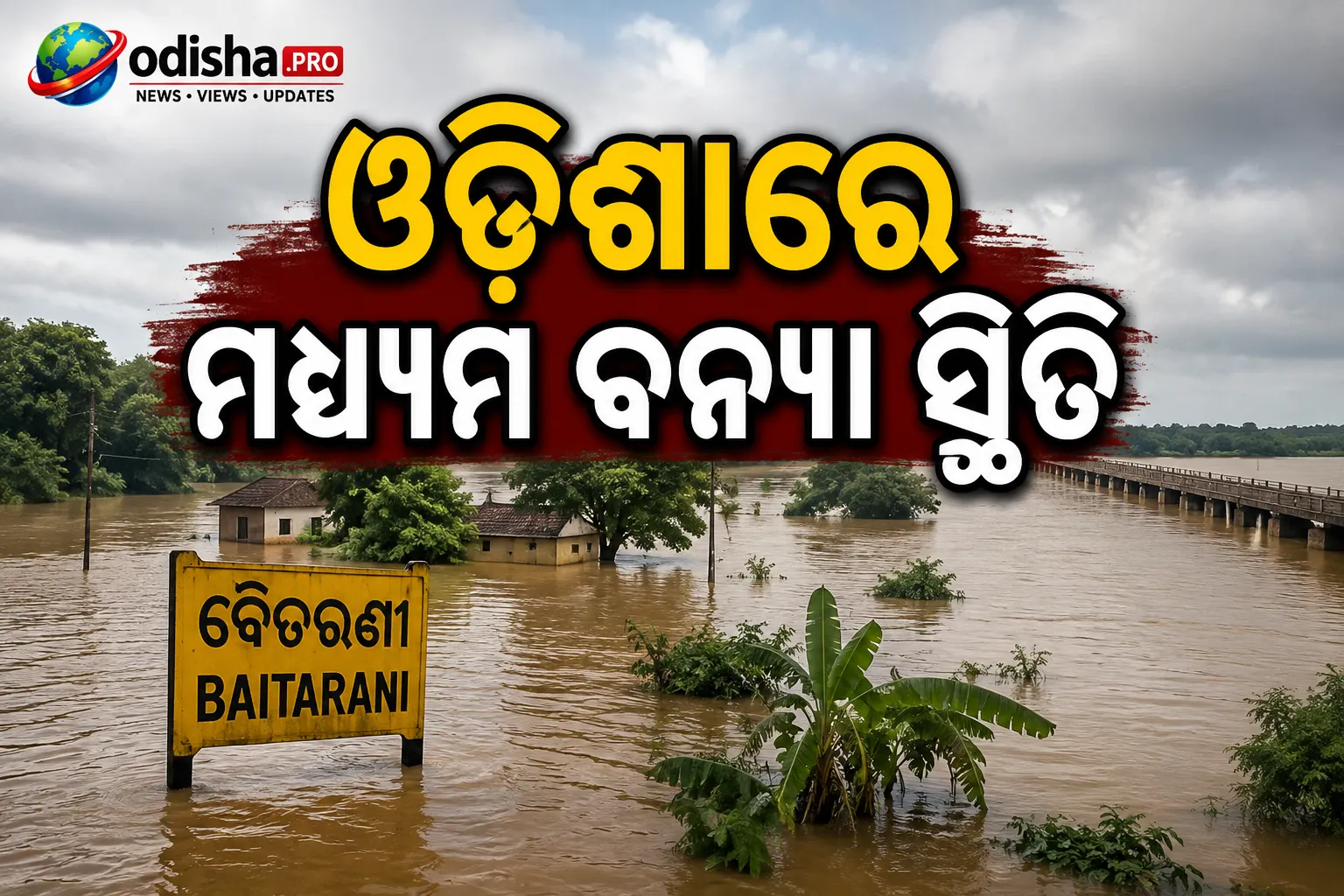 ଓଡ଼ିଶାରେ ମଧ୍ୟମ ବନ୍ୟା ସ୍ଥିତି: ବିପଦ ସଙ୍କେତ ଉପରେ ବ୍ରାହ୍ମଣୀ ଓ ବୈତରଣୀ