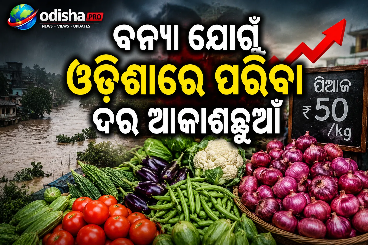 ବନ୍ୟା ଯୋଗୁଁ ଓଡ଼ିଶାରେ ପରିବା ଦର ଆକାଶଛୁଆଁ, ରାଉରକେଲାରେ ପିଆଜ କିଲୋ ୫୦ ଟଙ୍କା