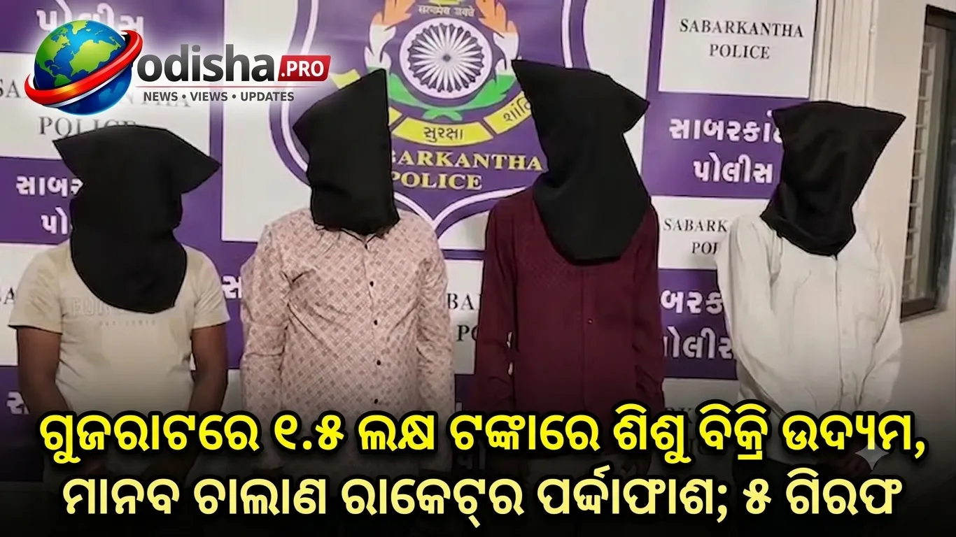 ଗୁଜରାଟରେ ୧.୫ ଲକ୍ଷ ଟଙ୍କାରେ ଶିଶୁ ବିକ୍ରି ଉଦ୍ୟମ, ମାନବ ଚାଲାଣ ରାକେଟ୍‌ର ପର୍ଦ୍ଦାଫାଶ; ୫ ଗିରଫ