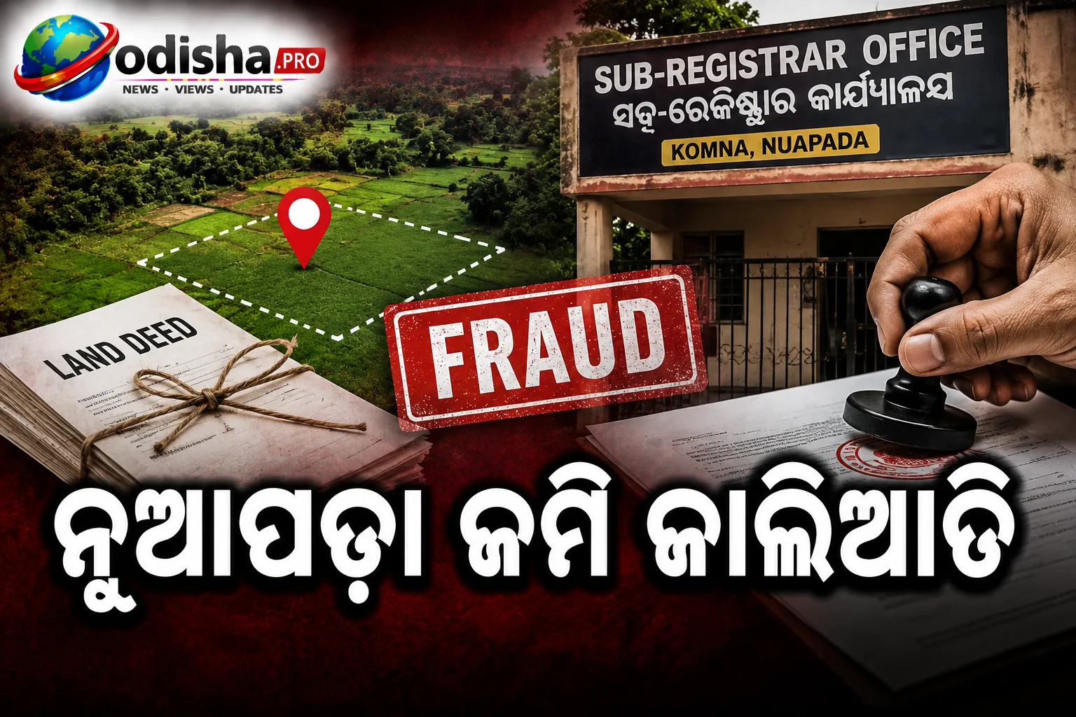 ନୂଆପଡ଼ା ଜମି ଜାଲିଆତି: ଅନିୟମିତତା ଅଭିଯୋଗରେ କୋମନା ସବ୍-ରେଜିଷ୍ଟ୍ରାରଙ୍କୁ ଦାୟିତ୍ୱରୁ ହଟାଇଲେ