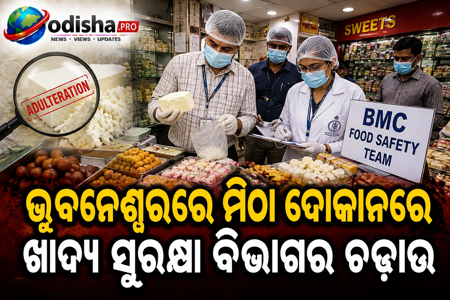 ଭୁବନେଶ୍ୱରରେ ମିଠା ଦୋକାନରେ ଖାଦ୍ୟ ସୁରକ୍ଷା ବିଭାଗର ଚଢ଼ାଉ, ପନିର-ଛେନା ନମୁନା ସଂଗ୍ରହ