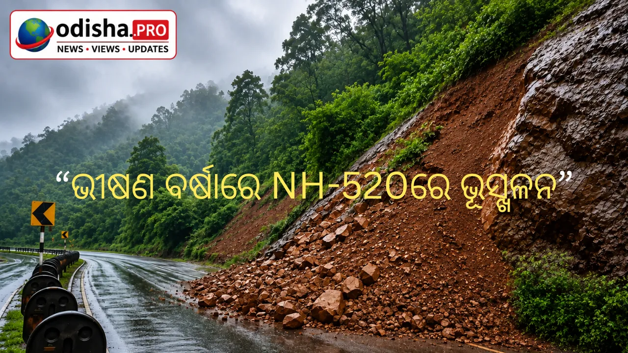 ପ୍ରବଳ ବର୍ଷାରେ କେନ୍ଦୁଝରର NH-520ରେ ଭୂସ୍ଖଳନ, ଯାତାୟାତ ବାଧାପ୍ରାପ୍ତ
