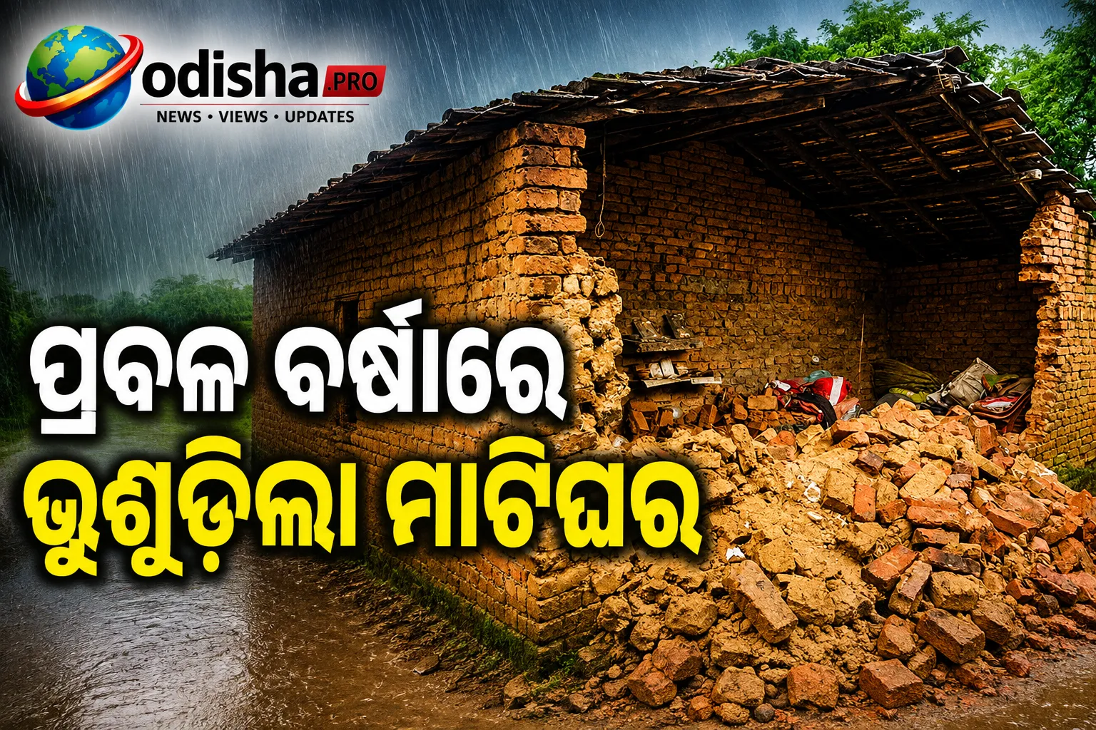 ପ୍ରବଳ ବର୍ଷାରେ ଭୁଶୁଡ଼ିଲା ମାଟିଘର କାନ୍ଥ, ଚାପି ହୋଇ ମହିଳାଙ୍କ ମୃତ୍ୟୁ