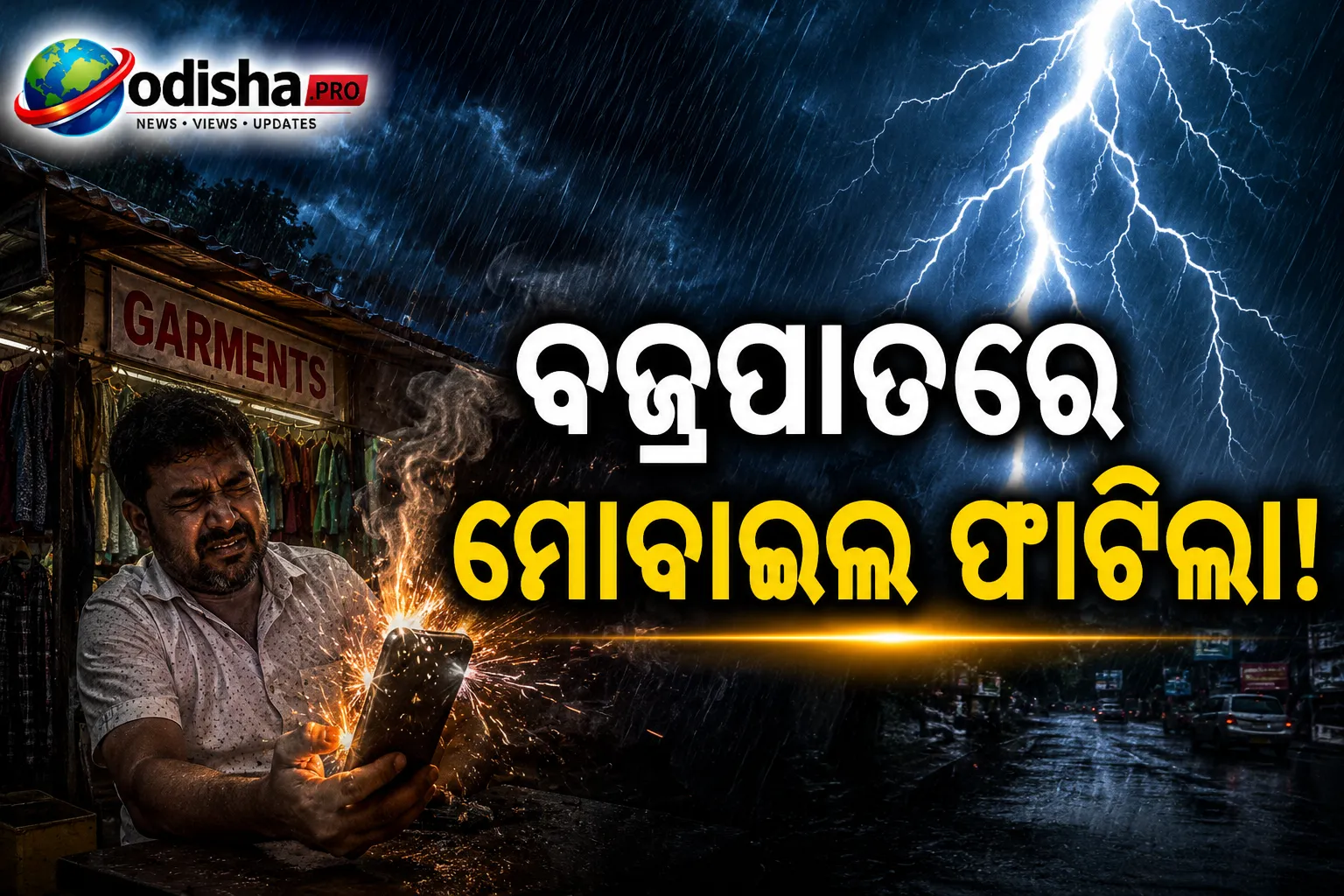 କେନ୍ଦୁଝରରେ ଅଘଟଣ: ବଜ୍ରପାତ ବେଳେ ମୋବାଇଲ ଫାଟି ଗୁରୁତର ହେଲେ ଦୋକାନୀ