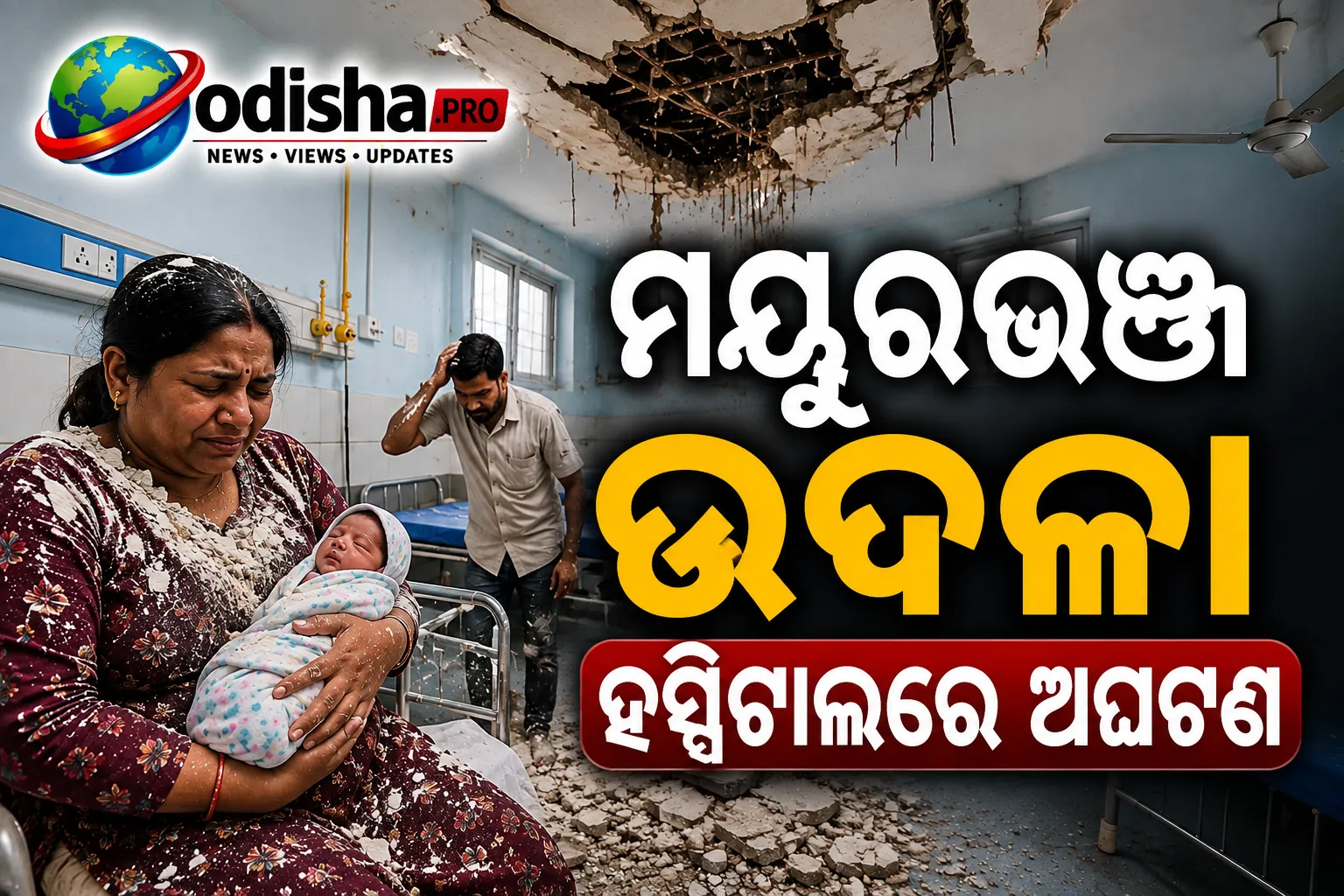 ମୟୂରଭଞ୍ଜ ଉଦଳା ହସ୍ପିଟାଲରେ ଅଘଟଣ; ପ୍ରସୂତି ୱାର୍ଡର ଛାତ ଖସିଲା, ଅଳ୍ପକେ ବର୍ତ୍ତିଲେ ମା' ଓ ନବଜାତ ଶିଶୁ