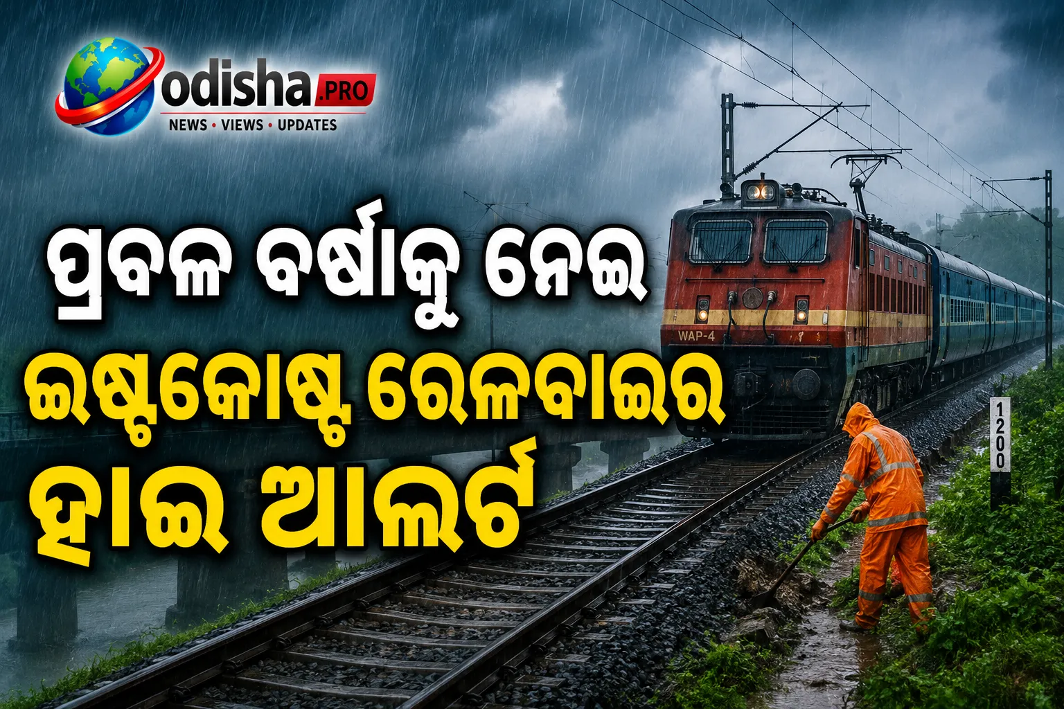 ପ୍ରବଳ ବର୍ଷାକୁ ନେଇ ଇଷ୍ଟକୋଷ୍ଟ ରେଳବାଇର ହାଇ ଆଲର୍ଟ; ଟ୍ରେନ୍ ଚଳାଚଳ ପାଇଁ ସ୍ୱତନ୍ତ୍ର ସୁରକ୍ଷା ବ୍ୟବସ୍ଥା