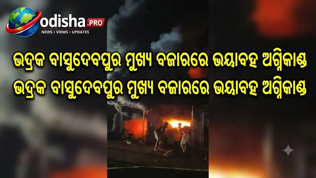 ଭଦ୍ରକ ବାସୁଦେବପୁର ମୁଖ୍ୟ ବଜାରରେ ଭୟାବହ ଅଗ୍ନିକାଣ୍ଡ, ଜଳିଗଲା ୩ଟି ଦୋକାନ