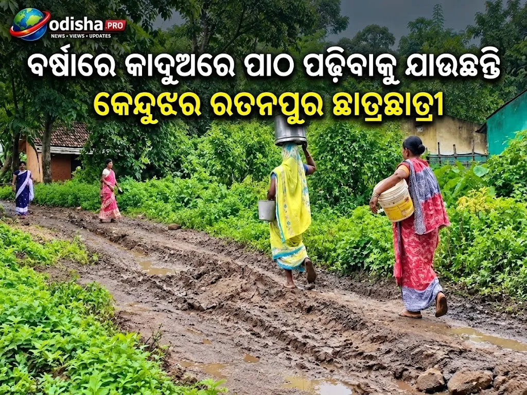 ୧୯୬୩ରୁ ନାହିଁ ପକ୍କା ରାସ୍ତା, ବର୍ଷାରେ କାଦୁଅରେ ପାଠ ପଢ଼ିବାକୁ ଯାଉଛନ୍ତି କେନ୍ଦୁଝର ରତନପୁର ଛାତ୍ରଛାତ୍ରୀ