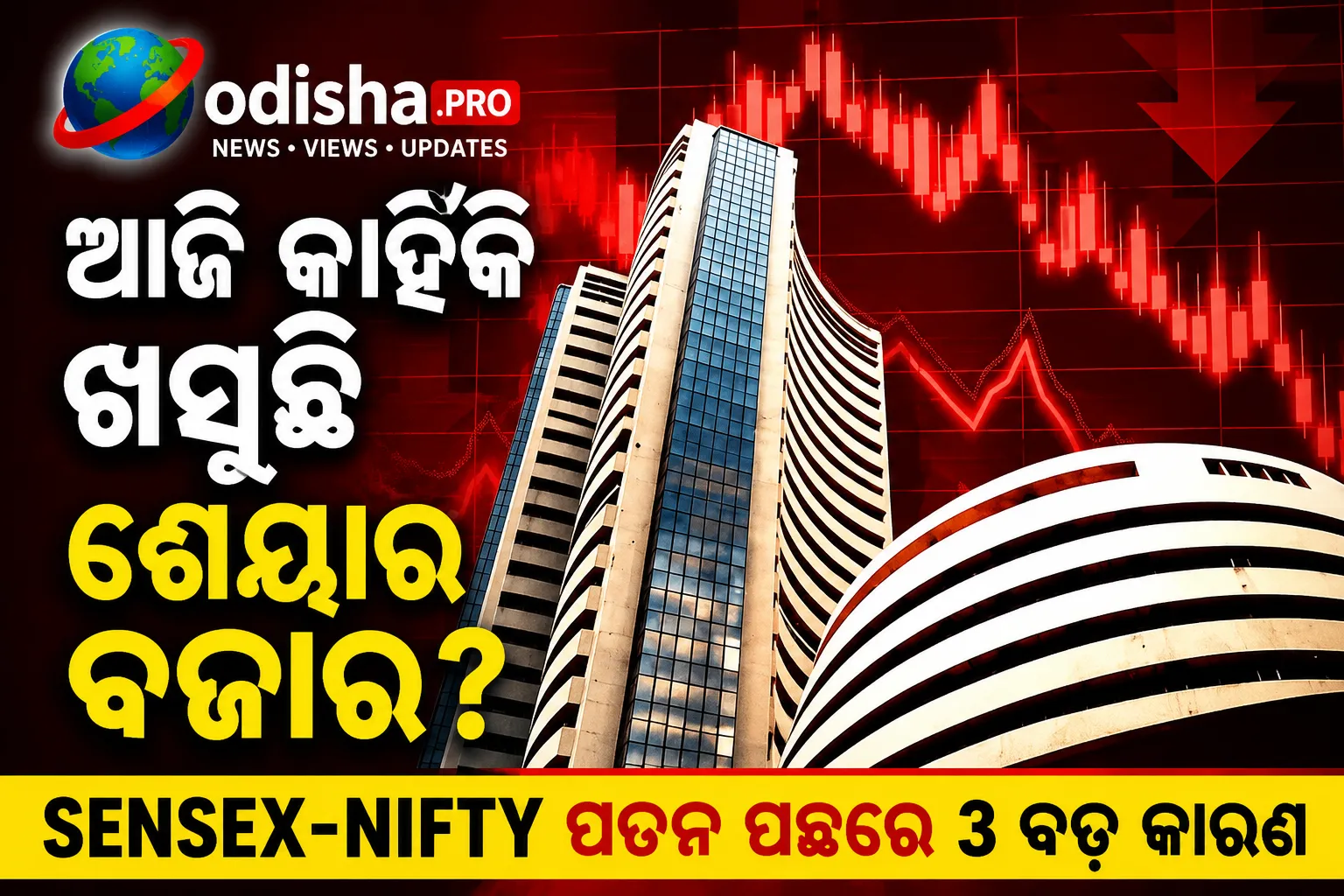 ଆଜି କାହିଁକି ଖସୁଛି ଶେୟାର ବଜାର? Sensex-Nifty ପତନ ପଛରେ ୩ ବଡ଼ କାରଣ