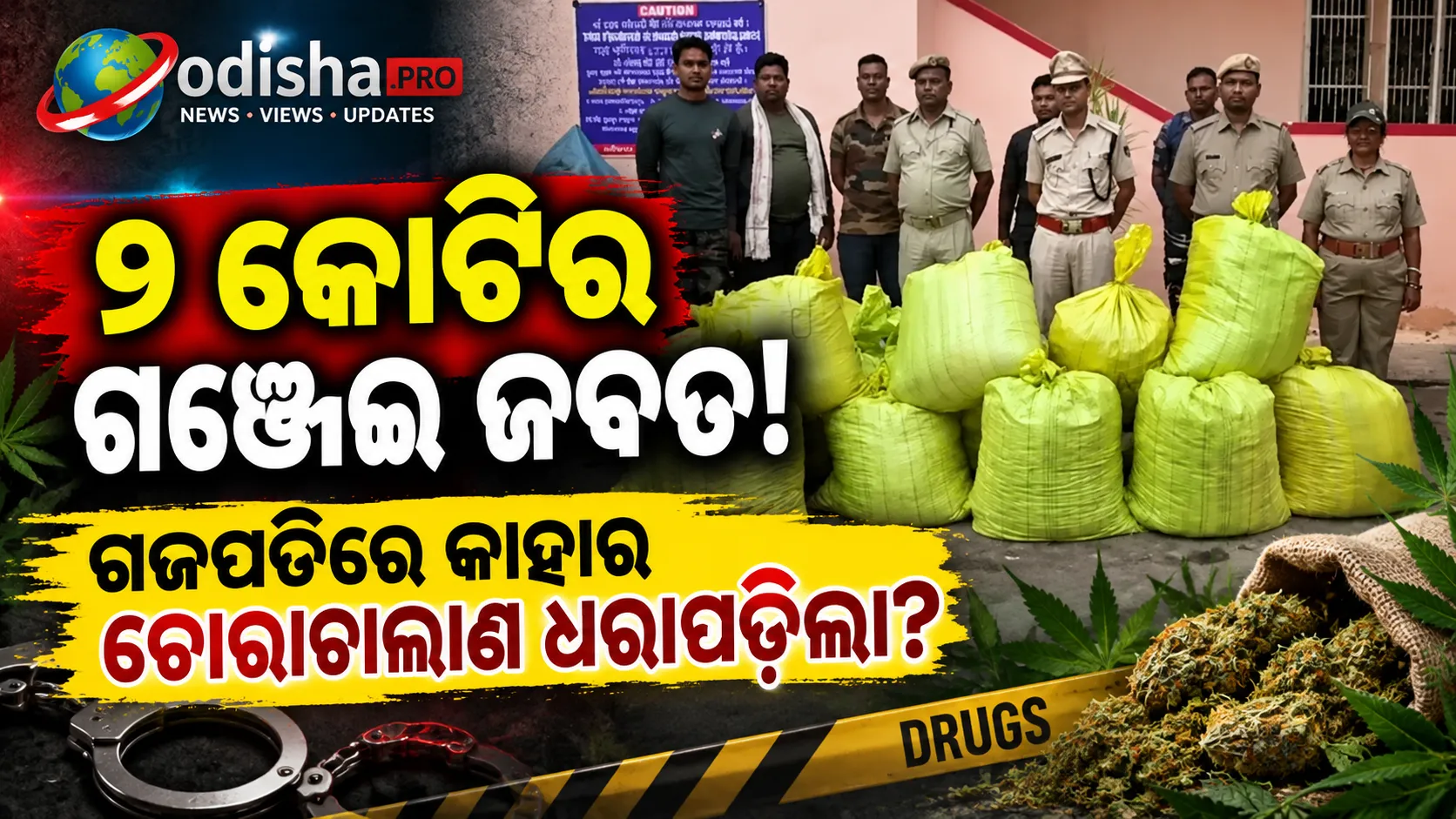 ଗଜପତିରେ ୧ କୋଟିରୁ ଅଧିକ ଟଙ୍କାର ଗଞ୍ଜେଇ ଜବତ, ଭଣ୍ଡୁର ହେଲା ଆନ୍ତଃରାଜ୍ୟ ଚୋରାଚାଲାଣ ଉଦ୍ୟମ