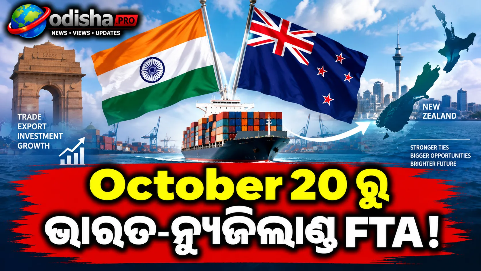 ଅକ୍ଟୋବର ୨୦ରୁ ଭାରତ-ନ୍ୟୁଜିଲାଣ୍ଡ FTA: ସମସ୍ତ ଭାରତୀୟ ରପ୍ତାନିକୁ ମିଳିବ ଶୁଳ୍କମୁକ୍ତ ପ୍ରବେଶ