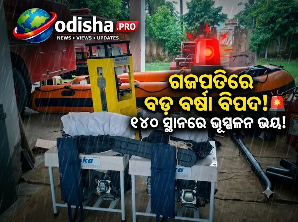 ଗଜପତିରେ ପ୍ରବଳ ବର୍ଷା, ଜାରି ହେଲା ରେଡ୍ ଆଲର୍ଟ; ୧୪୦ ଭୂସ୍ଖଳନପ୍ରବଣ ସ୍ଥାନ ଉପରେ ନଜର