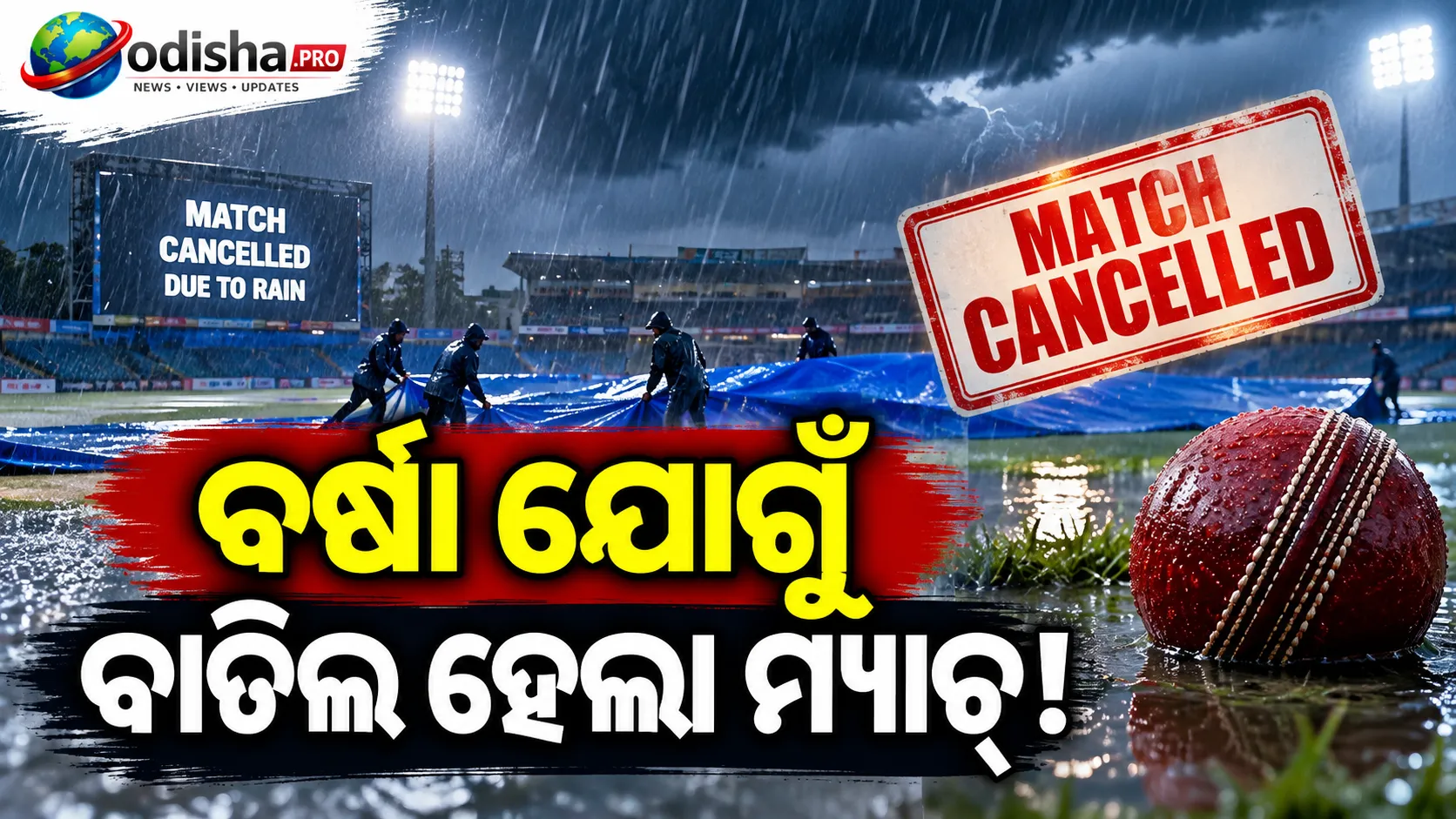 ବର୍ଷା ସାଜିଲା ବାଧକ, କଟକ ପାନ୍ଥରସ୍‌-ପୁରୀ ଟାଇଟନ୍‌ ମ୍ୟାଚ୍‌ ବାତିଲ