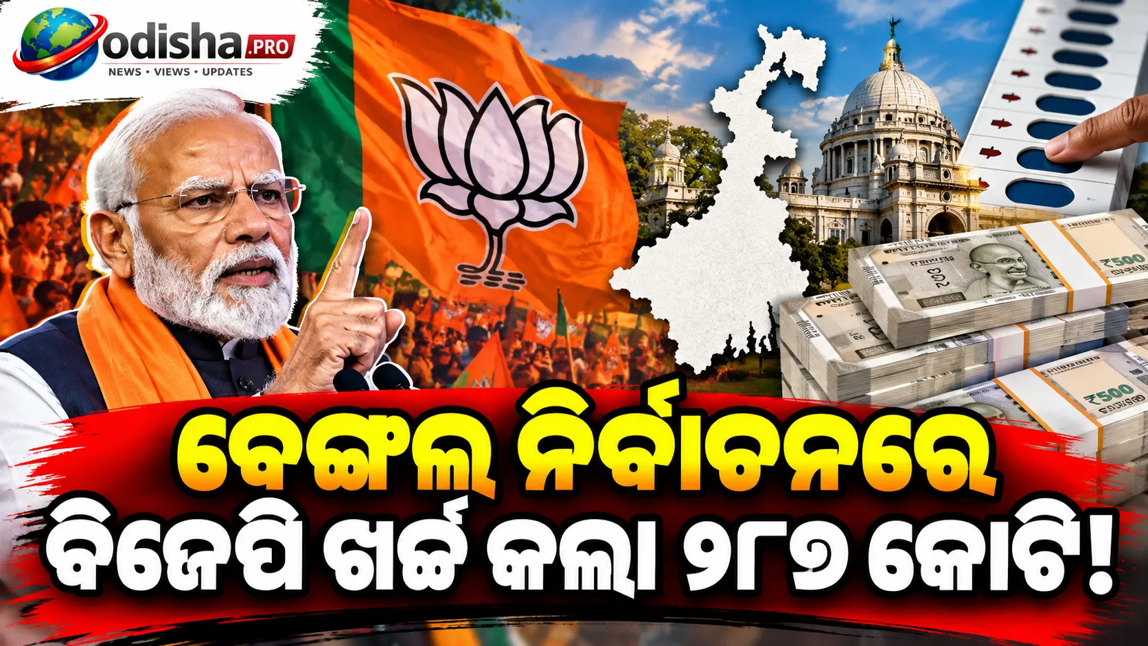 ବେଙ୍ଗଲ ନିର୍ବାଚନରେ ବିଜେପି ଖର୍ଚ୍ଚ କଲା ୨୮୭ କୋଟି, ୫ ରାଜ୍ୟର ମୋଟ ଖର୍ଚ୍ଚର ୫୪%