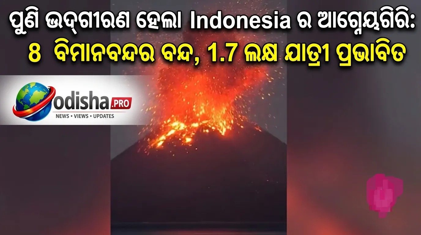 ପୁଣି ଉଦ୍‌ଗୀରଣ ହେଲା ଇଣ୍ଡୋନେସିଆର ଆଗ୍ନେୟଗିରି: ୮ ବିମାନବନ୍ଦର ବନ୍ଦ, ୧.୭ ଲକ୍ଷ ଯାତ୍ରୀ ପ୍ରଭାବିତ