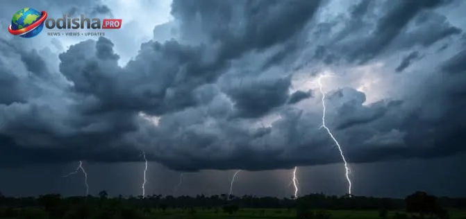 Dark thunderclouds gather over Odisha as rain, lightning and gusty winds are forecast across several districts.
