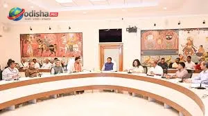Chief Minister Mohan Charan Majhi discussing mining sector development and mineral block allocation with Union Mines Minister G Kishan Reddy.